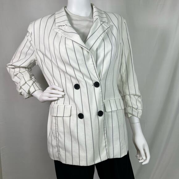 A New Day White and Black Pintripe Blazer Size 10 - Picture 1 of 8